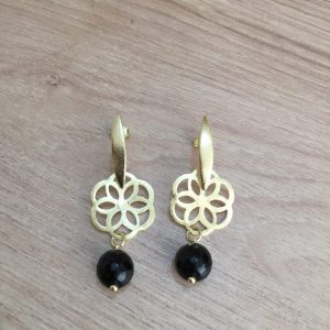 Aros  Bañados en Oro con Piedra Natural D 1939