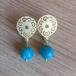 Aros Bañados en Oro con Piedra Natural D 1938