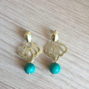 Aros Bañados en Oro con Piedra Natural D1944