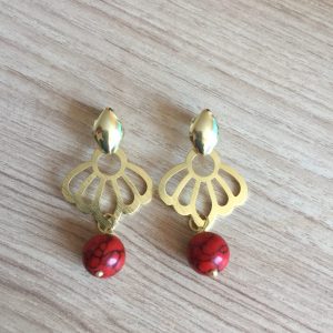Aros Bañados en Oro con Piedra Natural D 1945