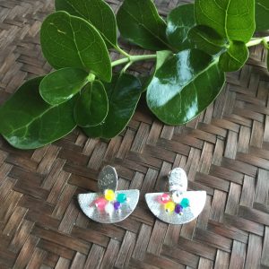Aros Bañados en Plata con Piedras Naturales D 1952