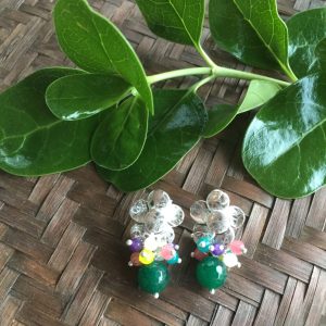 Aros Bañados en Plata con Piedras Naturales D1957