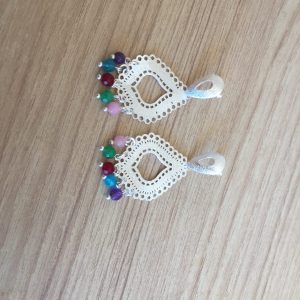 Aros Bañado en Plata con Piedras Naturales D 1962