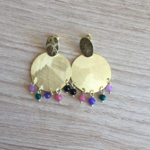 Aros Bañados en Oro con Piedras Naturales D 1965