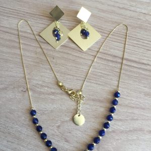 Conjunto Bañado en Oro con Piedras Naturales E 5224