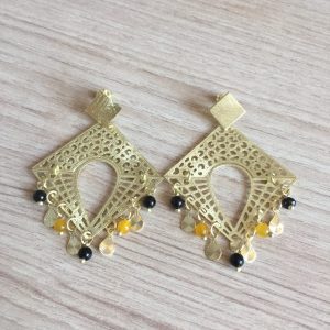 Aros Bañados en Oro con Piedras Naturales D 1972