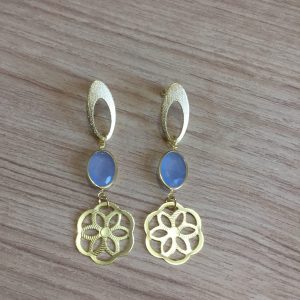 Aros Bañados en Oro con Piedra Natural D 1976