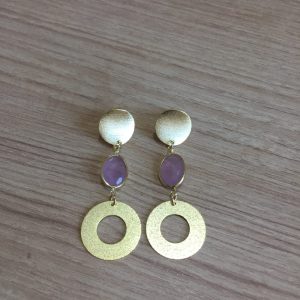 Aros Bañados en Oro con Piedra Natural D 1977
