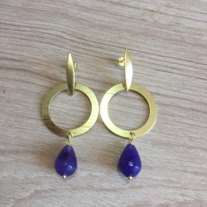 Aro Bañado en Oro con Piedra Natural D 1985