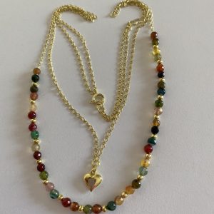 Collar Bañado en Oro con Piedras Naturales 50Cm.