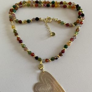 Collar Bañado en Oro con Piedras Naturales 45. cm
