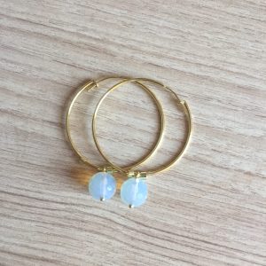Argollas Bañadas en Oro con Piedra Natural D 1990