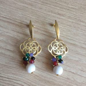 Aros Bañados en Oro con Piedras Naturales D 1989