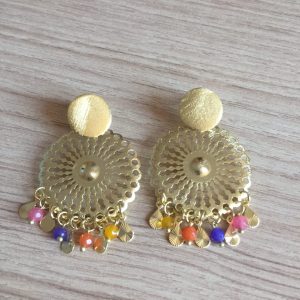 Aros Bañados en Oro con Piedras Naturales D 1988