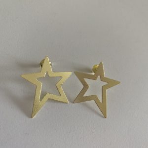 Aros Estrella Bañados en Oro 3,3 Cm.