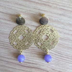 Aros Bañados en Oro con Piedras Naturales D 1995