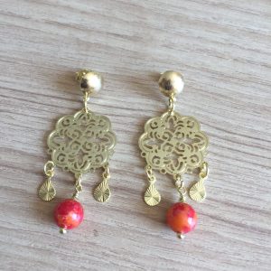 Aros Bañados de Oro con Piedras Naturales  D 1996