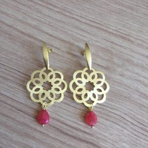Aros Bañados en Oro con Piedras Naturales D 1998
