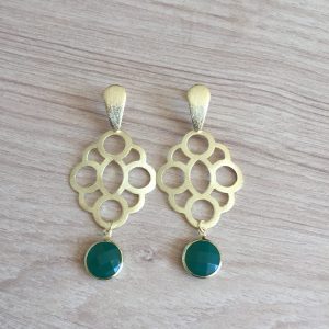 Aros Bañados en Oro con Piedra Natural D 2003