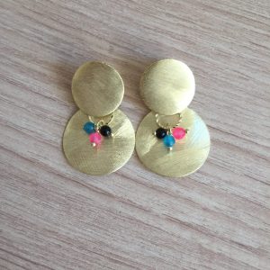 Aros Bañados en Oro con Piedras Naturales D2005