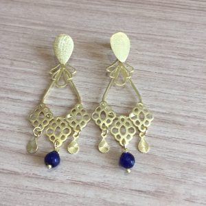 Aros Bañados en Oro con Piedra Natural D 2013