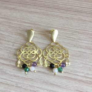 Aros Bañados en Oro con Piedras Naturales D 2012