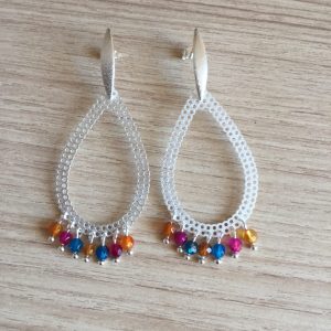 Aros Bañados en Plata con Piedras Naturales D 2014