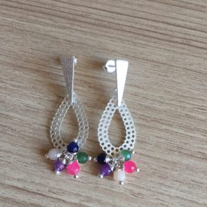 Aros Bañados en Plata con Piedras Naturales D 2015