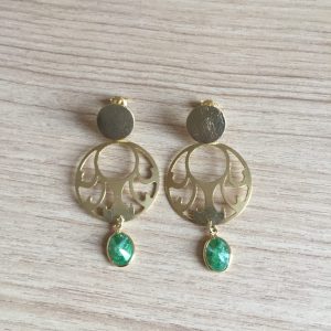 Aros Bañados en Oro con Cristal Natural D 2037