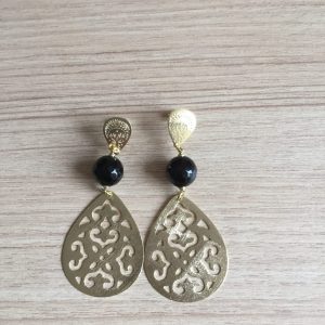 Aros Bañados en Oro con Piedra Natural D 2038