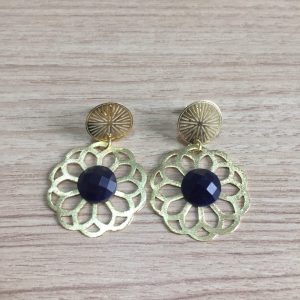 Aros Bañados en Oro con Piedra Natural D 2040