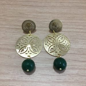 Aros Bañados en Oro con Piedra Natural D 2061