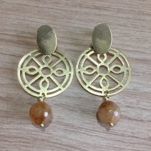 Aros Bañados en Oro con Piedras Naturales D 2053