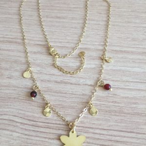 Collar Bañado en Oro con Piedras Naturales E 5257