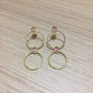 Aros Bañados en Oro con Piedra Natural D 2074