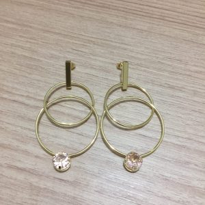 Aros Bañados en Oro con Piedra Natural D 2073