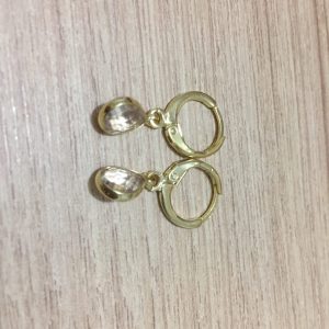 Aros Bañados en Oro con Cristales Naturales D 2087