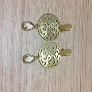 Aros Bañados en Oro con Cristal Natural D 2092