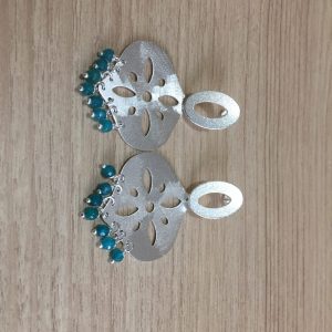 Aros Bañado en Plata con Piedras Naturales D 2102