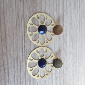 Aros Bañados en Oro con Piedra Natural D 2107