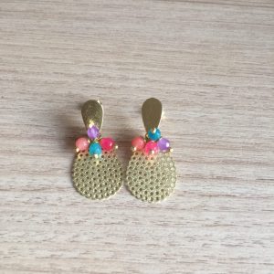 Aros Bañados en Oro con Piedras Naturales D 2111