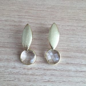 Aros Bañados en Oro con Cristal Natural D 2117
