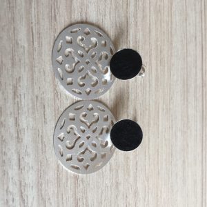 Aros Bañados en Plata con Cuero D 2118