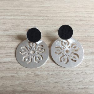 Aros Bañados en Plata con Cuero D 2123