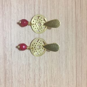 Aros Bañados en Oro con Piedra Natural D 2124