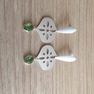 Aros Bañados en Plata con Cristal Natural
