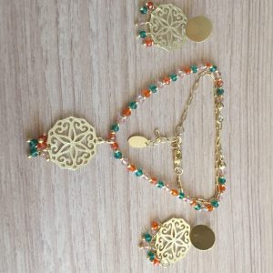 Conjunto Bañado en Oro con Cristales Naturales