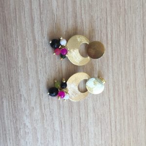 Aros Bañados en Oro con Piedras Naturales