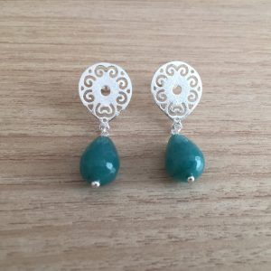 Aros Bañados en Plata con Piedra Natural