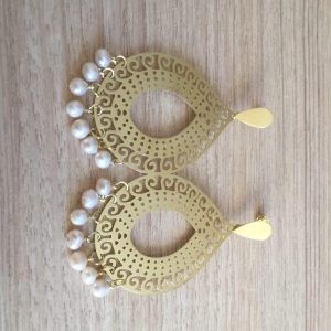 Aros Bañados en Oro con Perlas de Ríos Naturales